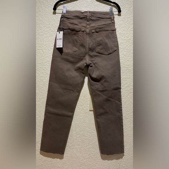NWT RE/DONE 90s High Rise Loose Brown Jeans Distressed,Raw Hem Size 26 - Picture 5 of 8